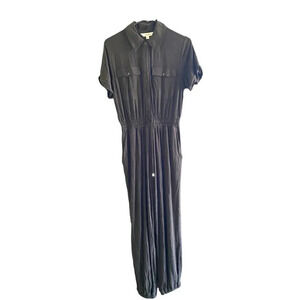 Steve Madden Women's Black Short Sleeve Button Front Jumpsuit Size Small